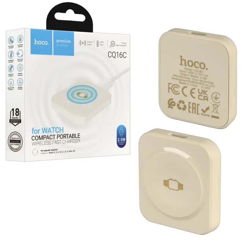 * Беспроводное зарядное устройство CQ16C для Whatch HOCO молочно-белое * Беспроводное зарядное устройство CQ16C для Whatch HOCO молочно-белое