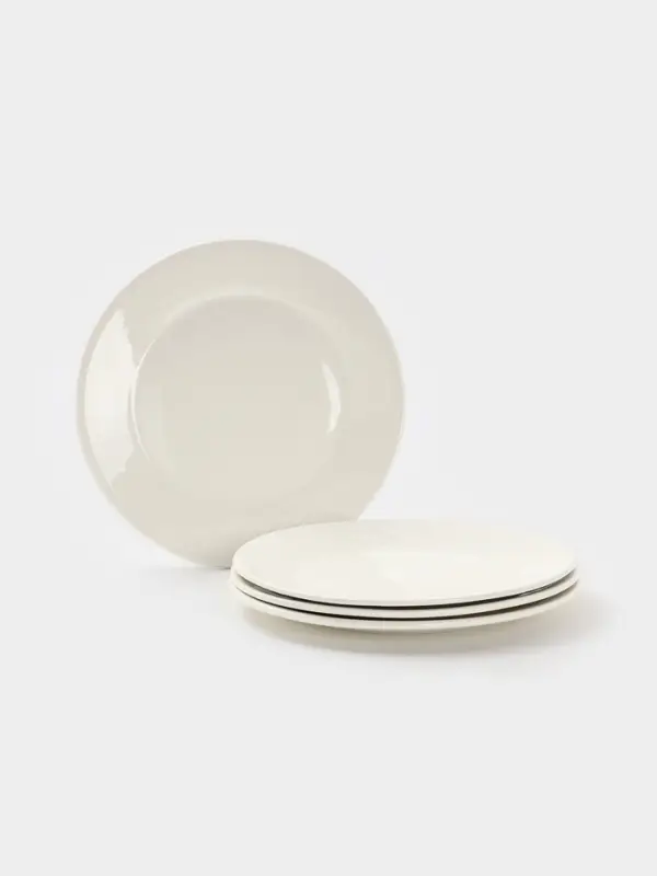 Тарелки Доляна White Label, набор 4 шт., d=22.5 см, утолщенный край, фарфор, белые