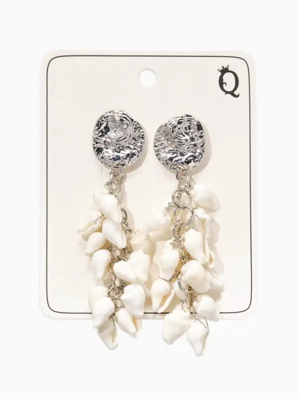 Серьги &laquo;Морской мир&raquo;, ракушечки маленькие, белые в серебре