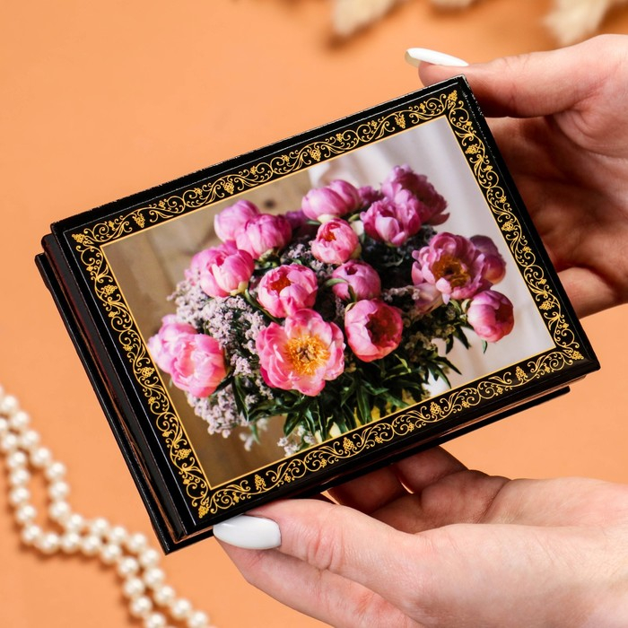 Шкатулка «Пионы», 10×14 см, лаковая миниатюра Шкатулка «Пионы», 10×14 см, лаковая миниатюра