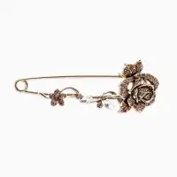 Булавка &laquo;Цветок Роза&raquo;, 8.5 см, цветная в чернёном золоте
