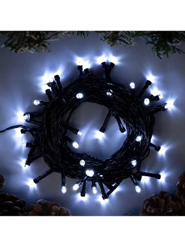 Гирлянда &laquo;Нить&raquo; 5 м, IP20, тёмная нить, 50 LED, 8 режимов, 220 В, свечение белое