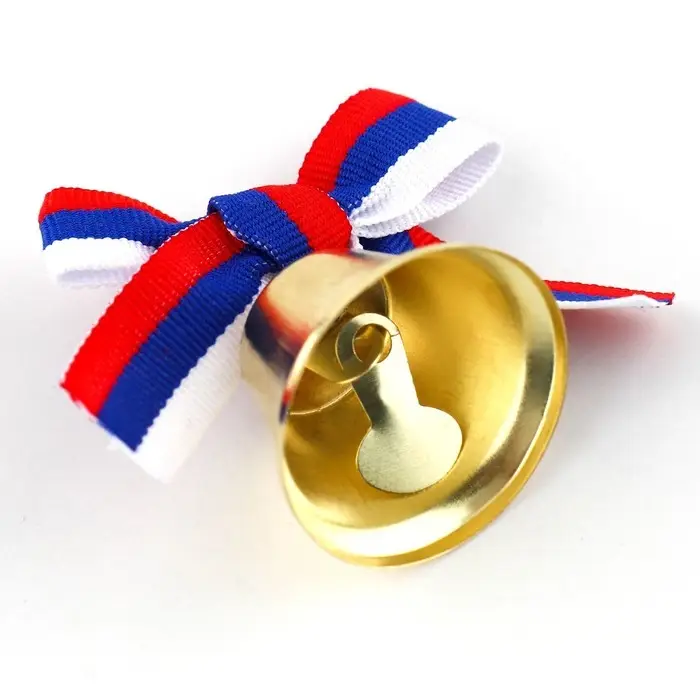 Колокольчик на булавке с бантом на выпускной, триколор, d = 3,6 см Колокольчик на булавке с бантом на выпускной, триколор, d = 3,6 см
