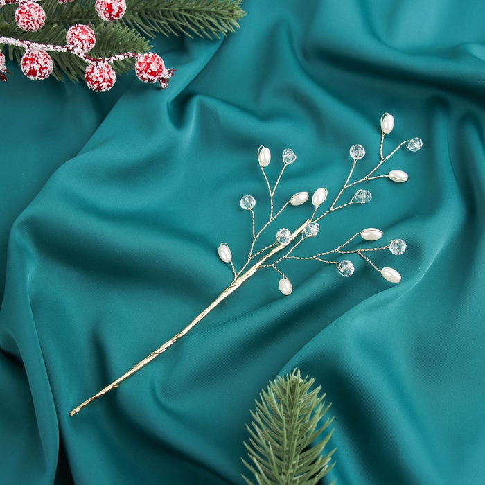 Новогодняя ветка декоративная «Зимнее волшебство. Хрустальная сказка», пластик, 25 см, капелька Новогодняя ветка декоративная «Зимнее волшебство. Хрустальная сказка», пластик, 25 см, капелька