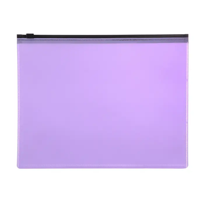 Папка-конверт на ZIP-молнии A5, 150 мкм, Calligrata Pastel, прозрачная, чёрная молния, фиолетовая Папка-конверт на ZIP-молнии A5, 150 мкм, Calligrata Pastel, прозрачная, чёрная молния, фиолетовая