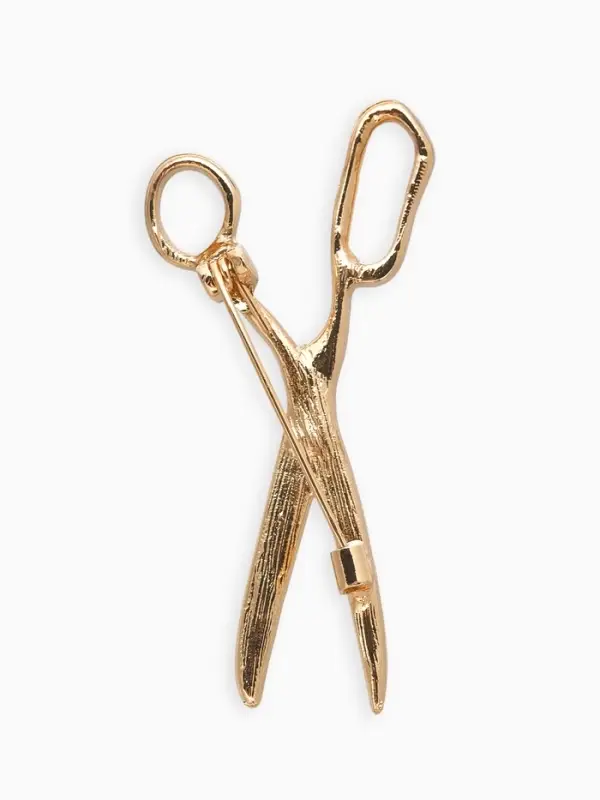 Брошь &laquo;Ножницы&raquo;, белая в золоте