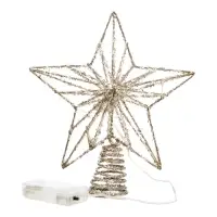 Верхушка на ёлку с подсветкой &laquo;Верхушка ёлочная золотистая&raquo; 20&times;25 см, 10 LED, от батареек ААх2, свечение тёплое белое