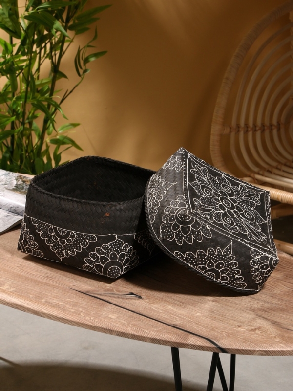 Корзинка плетеная "Бонтанг" бамбук 24х24х15 см, тёмная