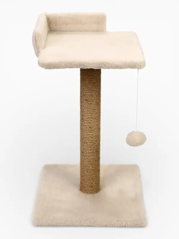 Когтеточка-столбик Petmil &laquo;Релакс&raquo;, 60&times;35&times;35 см, с полкой - лежанкой и игрушкой, джут, бежевая