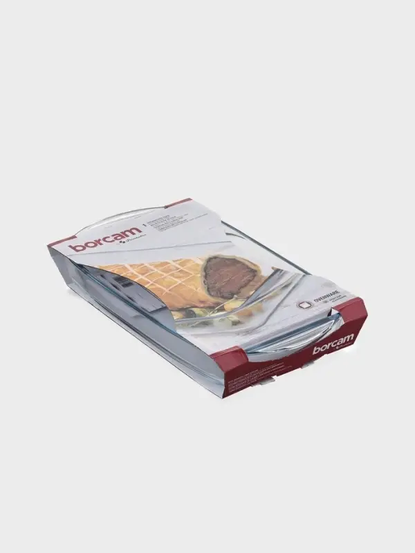 Форма для запекания Paşabah&ccedil;e Borcam, 2 л, 33.6&times;19&times;5 см, прямоугольная, жаропрочное стекло, прозрачная