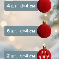 Ёлочные шары набор 12 шт., d=4 см, &laquo;Бархат. Время карнавала&raquo; красный