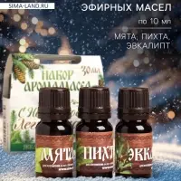 Новогодний набор эфирных масел &laquo;С Новым годом! С легким паром!&raquo;, эвкалипт, мята, пихта, 3 шт. по 10 мл