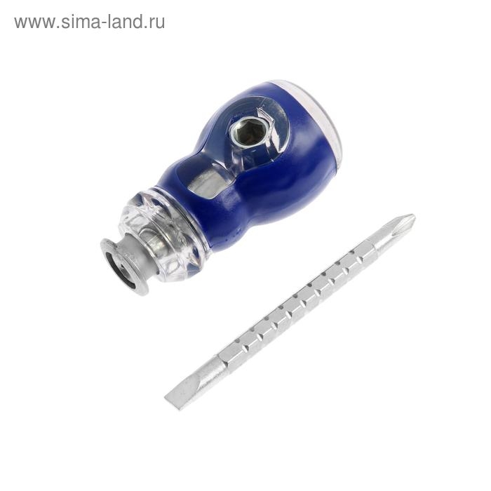 Отвертка комбинированная ТУНДРА, 3 в 1, двухкомпонентная рукоятка, PH2/SL6, 40-60 мм