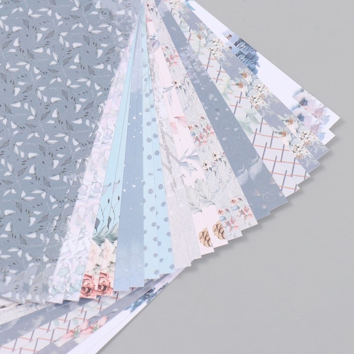 Набор бумаги для скрапбукинга 24 листа 12 дизайнов Набор бумаги для скрапбукинга 24 листа 12 дизайнов "Зимний лес" 160 гр 15,2х15,2 см