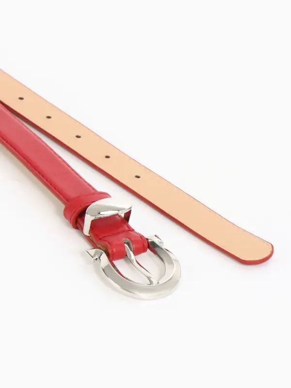 Ремень женский, 110&times;2.3 см, пряжка металл, серебристая, красный