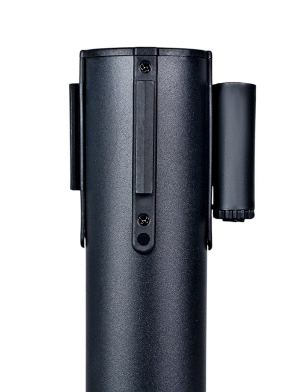 Стойка ограждения черн с вытяжной лентой-180см КРАСНАЯ,высота-90см,d- 6см,напольный d-32см