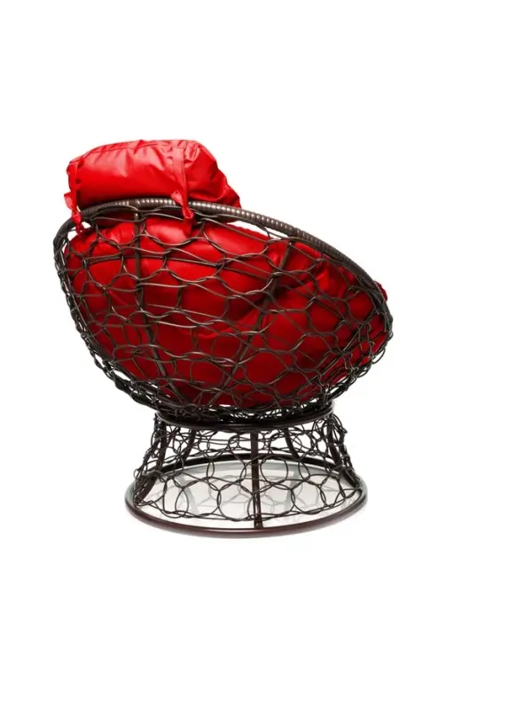 Кресло садовое &laquo;Папасан мини&raquo;, 77&times;81&times;68 см, с искусственным ротангом, коричневое, с красной подушкой