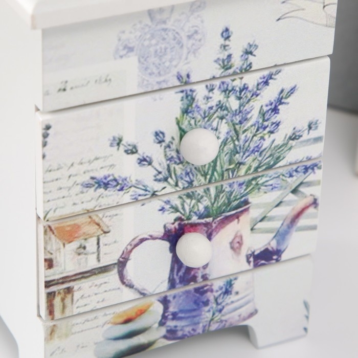 Шкатулка дерево 3 ящика  Шкатулка дерево 3 ящика "Кувшин с лавандой" 6,5х9х12 см