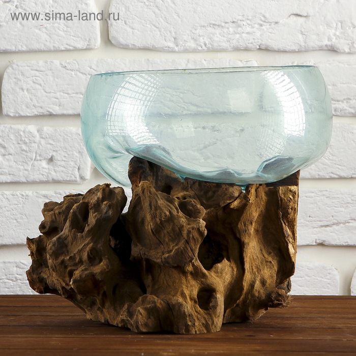 Вазон стекло на дереве  Вазон стекло на дереве "Забота" 20х25х25 см, МИКС