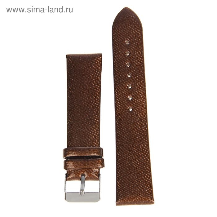 Ремешок для часов "Соломон", 20 мм, экокожа, l-19 см, коричневый