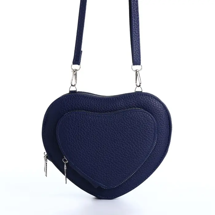 Сумка женская кросс-боди на молнии, в форме сердца, 20×5×16 см, тёмно-синяя Сумка женская кросс-боди на молнии, в форме сердца, 20×5×16 см, тёмно-синяя