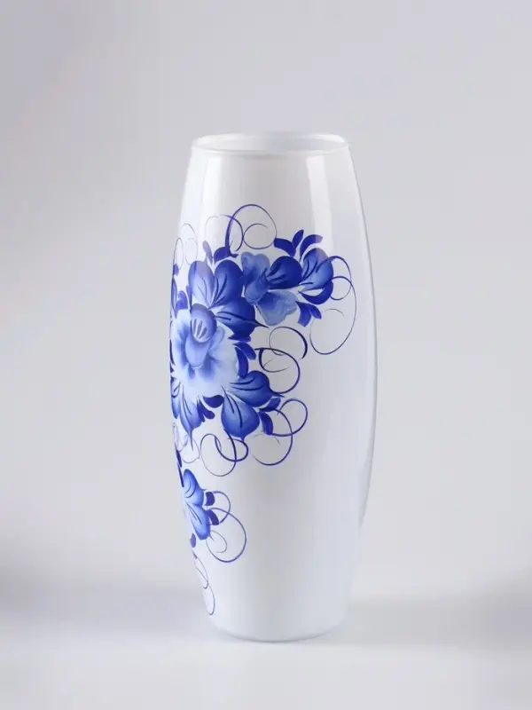 Ваза &laquo;Гжель на белом&raquo;, h=26 см, стекло