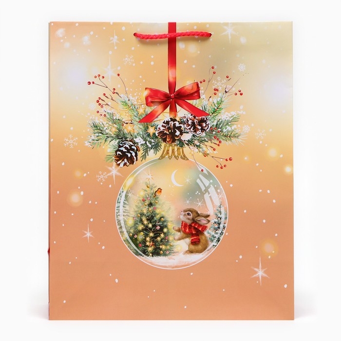 Новый год. Пакет подарочный  Новый год. Пакет подарочный "Стеклянный шар", 26 х 32 х 12 см.