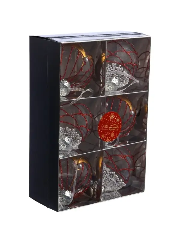 Ёлочные шары новогодние &laquo;Лирой&raquo;, набор 6 шт., d=8 см, красно-белый
