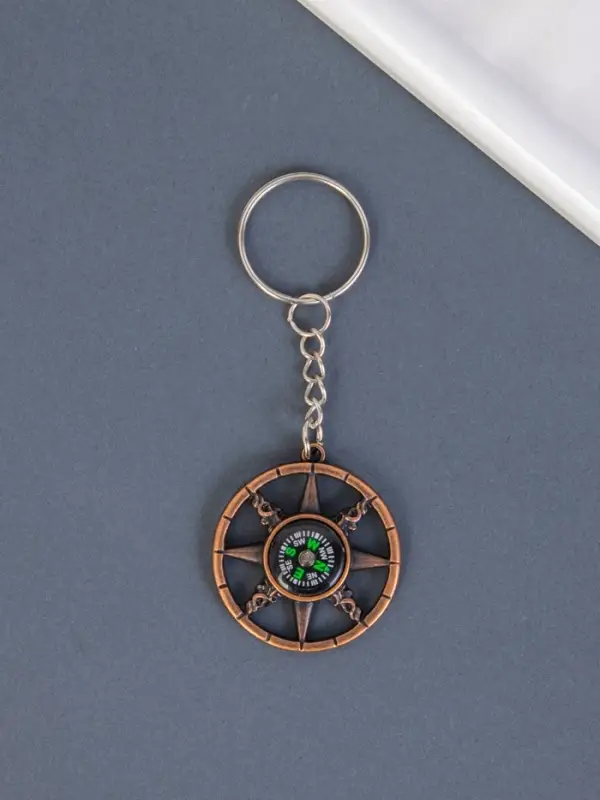 Металлический брелок для ключей на кольце &laquo;Штурвал с компасом&raquo;, 3.5&times;3.5 см