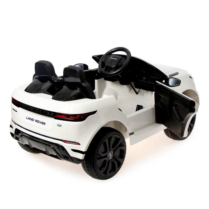 Электромобиль Range Rover Evoque, кожаное сиденье, EVA колеса, цвет белый Электромобиль Range Rover Evoque, кожаное сиденье, EVA колеса, цвет белый