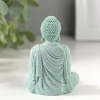 Подсвечник/подставка под конус полистоун "Будда и лотос" зелёный d=1,5 см 7,7х5,5х9 см