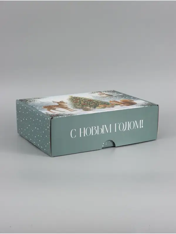 Коробка подарочная, самосборная &laquo;Зимний лес&raquo;,30.7&times;22&times;9.5 см
