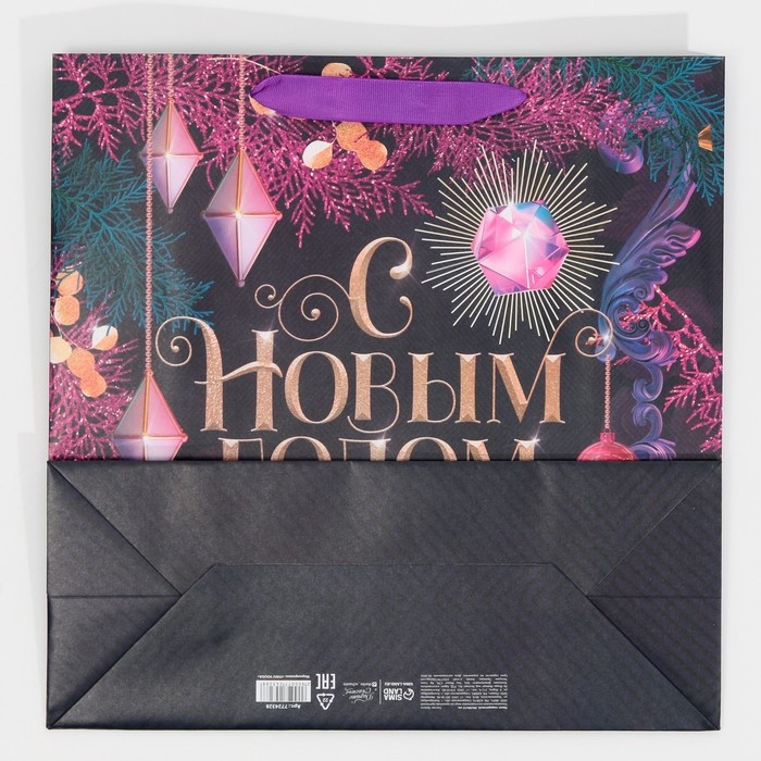 Пакет подарочный новогодний ламинированный квадратный «Night», 30 х 30 х 12 см, Новый год Пакет подарочный новогодний ламинированный квадратный «Night», 30 х 30 х 12 см, Новый год