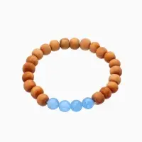 Браслет из сандалового дерева с агатом, длина 18 см, цв. синий