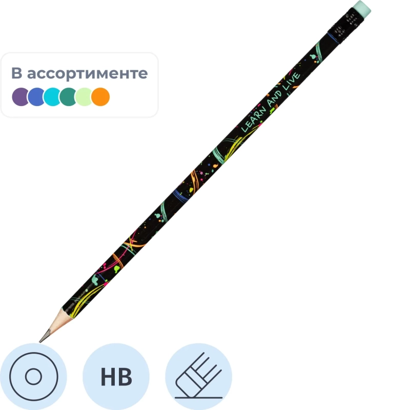 Карандаш Ч/Г Deli, Ennovation texture ,кругл ,2.2мм, ластик, EC045-HB