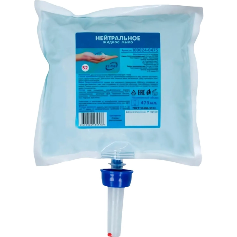 Картридж с жидким мылом KEMAN нейтральное синее S2 475мл 100024-0475