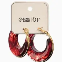 Серьги-кольца акрил "Тренд", цвет бордовый в золоте Серьги-кольца акрил "Тренд", цвет бордовый в золоте