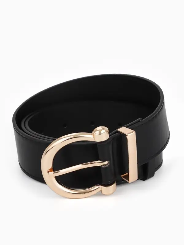 Ремень женский, 4&times;110 см, без винта, пряжка золотистая, 1 прокол, чёрный