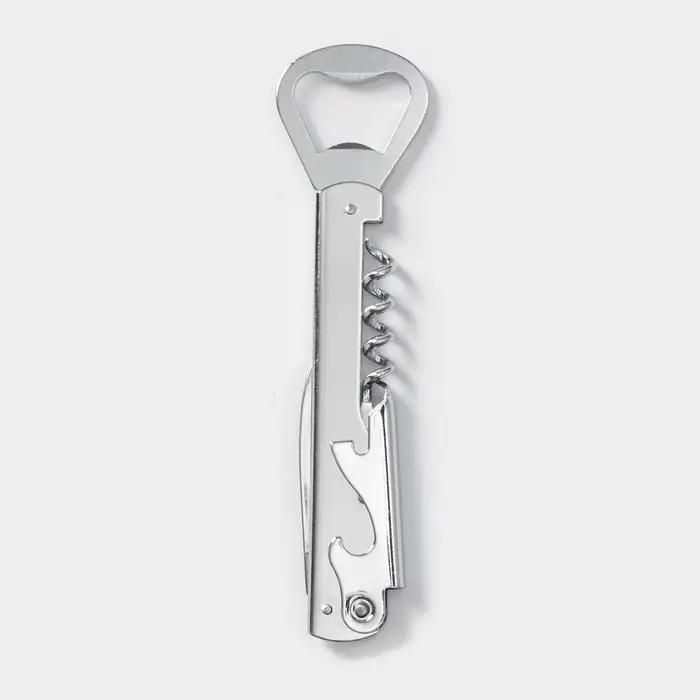 Штопор-открывашка Доляна &laquo;Универсальная&raquo;, h=14 см, серебристый