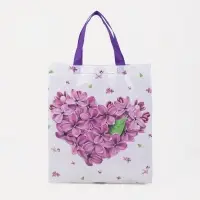 Сумка хозяйственная &laquo;Сирень&raquo;, без застёжки, 32&times;12&times;36 см, белая