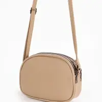 Сумка женская кросс-боди на молнии, 19&times;7&times;15 см, со стёжкой, бежевая