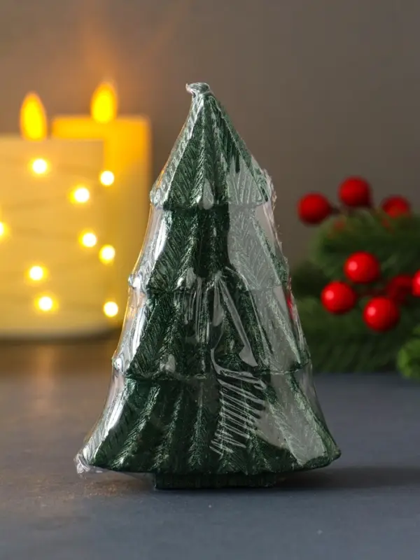 Свеча "Ёлка геометрия" 80*120 мм, лак, зеленая