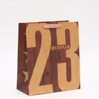 Пакет подарочный крафтовый, упаковка, &laquo;23 Февраля&raquo;, ML 23&times;27&times;8 см