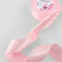 Лента атласная &laquo;Горошек&raquo;, 40 мм, 23&plusmn;1 м, розовая №004