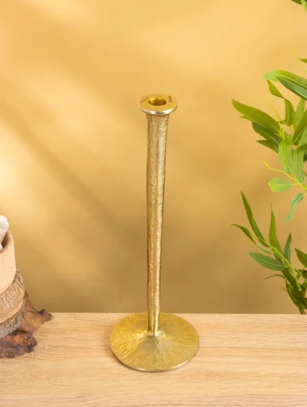 Подсвечник  Подсвечник "Флейта" алюминий 37 см, цв. золото