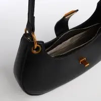 Сумка женская багет TEXTURA на молнии, 30&times;5&times;17 см, чёрная