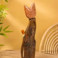 Сувенир «Кошка», 60×14×6 см, дерево, коричневый, МИКС