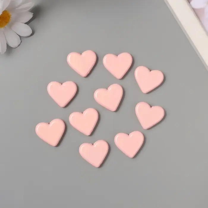 Бусины для творчества акрил Бусины для творчества акрил "Сердечки гладкие" розовый 2,4х2х0,5 см