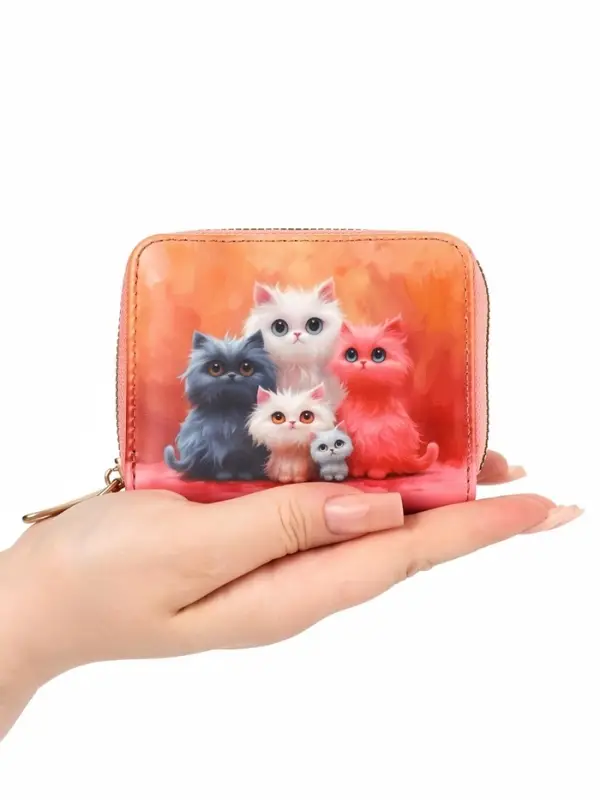 Кошелек дет 07-01-07 Коты, 10,8*2,5*8,5 см, на молнии, рыжий