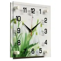 Часы настенные: Цветы, &laquo;Подснежники&raquo;, бесшумные, 25&times;25 см